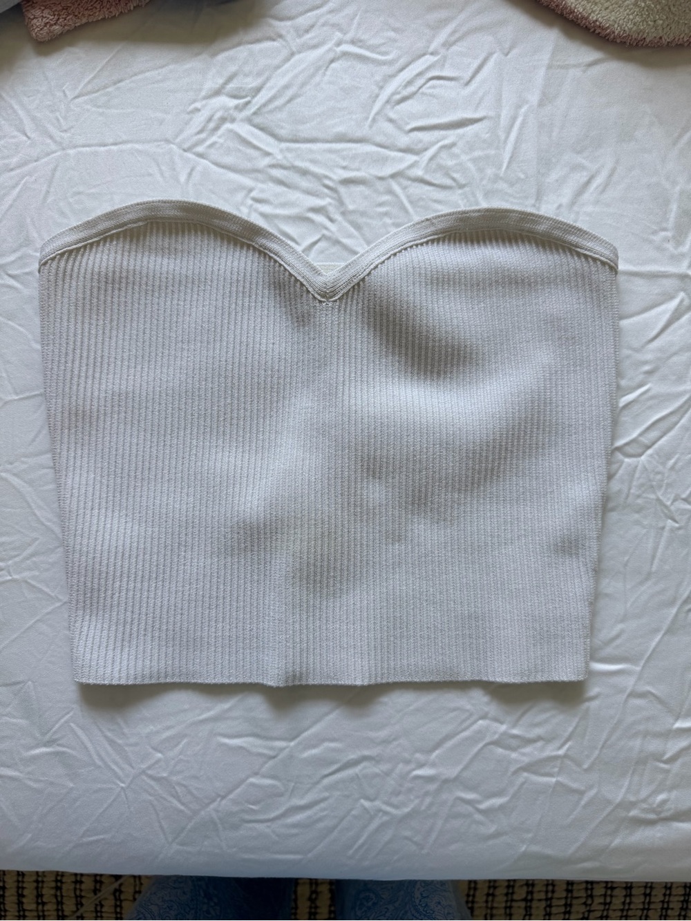 Aritzia White Ribbed Sweetheart Strapless Tube Top